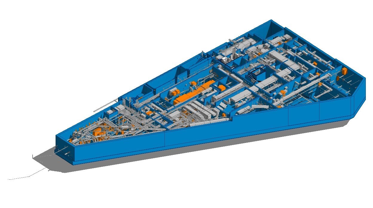 3D digital twin model of a building’s below-grade mechanical and utility spaces